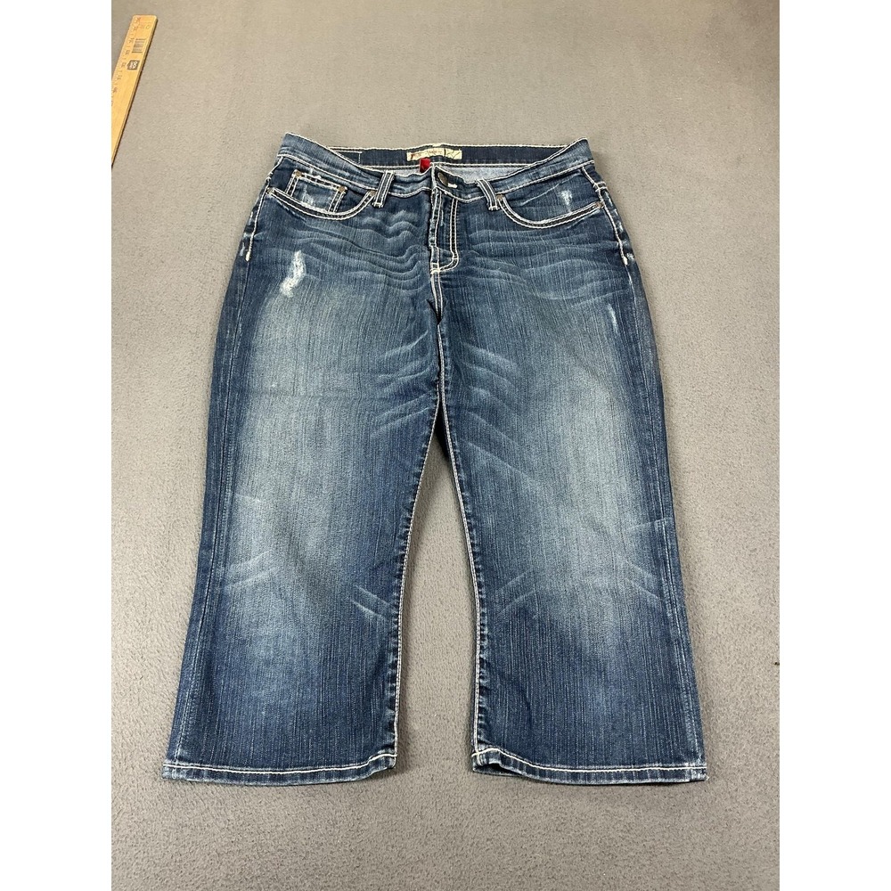 BKE‎ Jeans Womens 31 Blue Medium Wash Bootcut Relaxed Stretch Embroidered